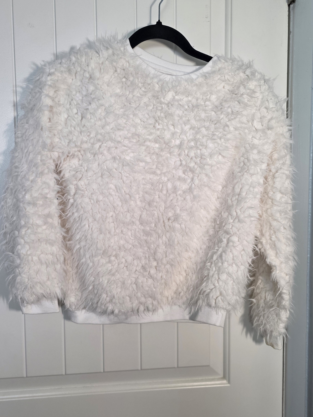Forever 21 Cream Faux Fur Crewneck Sweater